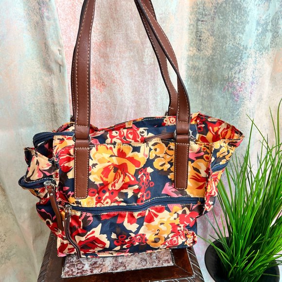 📌Franco Sarto Floral Colorful Tote Bag with Adjustable Stripes - Picture 2 of 16